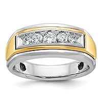10k Two tone Gold Polished and Satin Diamond Mens Ring Size 10.00 Jewelry Gifts for Men