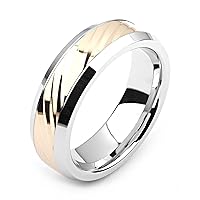 7 millimeters wide two-tone cobalt & 14K rose gold wedding band (solid, not plated)