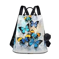 ALAZA Watercolor Blue Butterflies Outdoor Backpack Bags for Woman