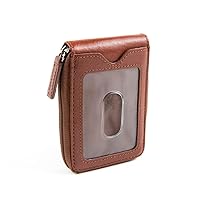 Men's Wallet RFID Thin Zipper Front Pocket Outer ID Whiskey