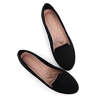 Women's Ballet Flats Classic Candy Colored Round Toe Flats Cute Soft Solid Slip On Casual Flat Shoes Black 41(9)
