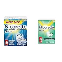 Nicorette 4mg Nicotine Gum to Quit Smoking - White Ice Mint Flavored Stop Smoking Aid, 160 Count & 4mg Nicotine Gum to Quit Smoking - Spearmint Burst Flavored Stop Smoking Aid, 100 Count