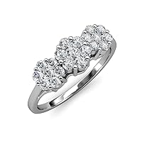 AGS Certified Diamond 1 3/4 ctw Floral Anniversary Ring 14K White Gold