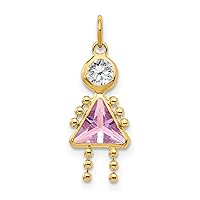 Saris and Things 14K Yellow Gold June Girl Birthstone Charm