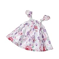 Newborn Infant Baby Girls Spring Summer Print Cosplay Ruffle Sleeveless Princess Dress Dress and