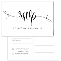 50 Blank RSVP Cards, Response Postcard Kindly Reply Card Stock For Weddings, Bridal Rehearsal Dinner, Baby Shower, Birthday, Bachelorette Party Invitation Kits No Envelopes Needed,4