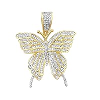 Diamond Butterfly - 10K Yellwo Gold Beautiful custom made Butterfly pendant charm, butterfly wings charm, real genuine diamonds