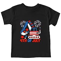 Boys Top Undershirts July Text Excavator Print T Shirts American Flag Shirt Kids Independence Toddler Boy Under Shirt