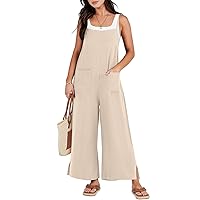 ANRABESS Women Jumpsuit Casual Loose Linen Wide Leg Baggy Overalls Long Pants Beach Vacation Rompers with Pockets