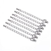 10pcs/lot Stainless Steel Extension End Chain with Water Drop Pendant DIY Bracelet Necklace Tail Chain Lobster Clasp Extender Chains for Jewelry Making (50mm*10pcs)