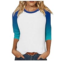 3/4 Length Sleeve Womens Summer Tops 2024 Trendy Casual Loose Fit Crewneck T Shirts Cute Raglan Sleeve Tunic Tops