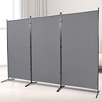 Room Divider Wall 3 Panels 6 FT Partition Room Dividers and Folding Privacy Screens, Portable Wall Divider for Room Separation Office Bedroom, Partitions Dividers Freestanding Grey Room Divider Screen