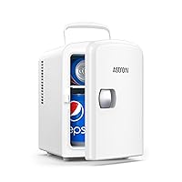 Mini Fridge, 4 Liter/6 Can AC/DC Portable Thermoelectric Cooler Refrigerators for Skincare, Beverage, Home, Office and Car, ETL Listed (White