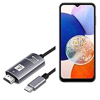 BoxWave Cable Compatible with Samsung Galaxy A14 5G - SmartDisplay Cable - USB Type-C to HDMI (6 ft), USB C/HDMI Cable - Jet Black