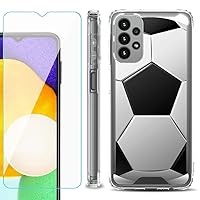 Shockproof Bumper Phone Case Compatible with Samsung Galaxy A23 5G, with Tempered Glass Screen Protector - Soccer