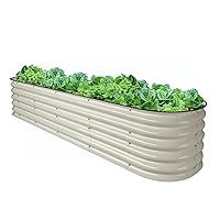 8ft X 2ft X 1.4ft Raised Garden Bed Kit, Large Zinc-Aluminum-Magnesium Stainless Steel Metal Planter Box, for Planting Outdoor Plants Vegetables, White