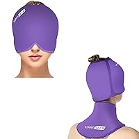 ComfiTECH Migraine Relief Cap & Neck Ice Pack Wrap Gel, Headache Ice Hat for Migraine & Large Migraine Ice Head Wrap (Large Purple)