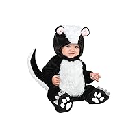 Baby Skunk Hooded Jumpsuit - 6-12 Months -Black And White - 1 Pc