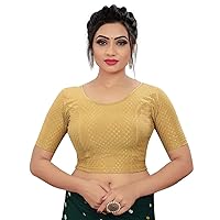 Women's Cotton Lycra Stretchable Elbow Sleeve Casual Wear Readymade Blouse Free Size