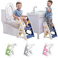Potty Training Seat: 2 in 1 Design Potty Seat for Toilet & Nursery Step Stool for Sink Potty Training Toilet with Height Adjustable Ladder for Kids of All Ages (Blue)