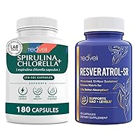 Organic Spirulina and Chlorella Capsules and Premium Trans Resveratrol Supplement Bundle