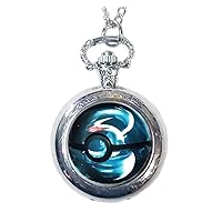Anime Monsters Glass Dome Pocket Watch Eevee Evolutios Cartton Watch Necklace