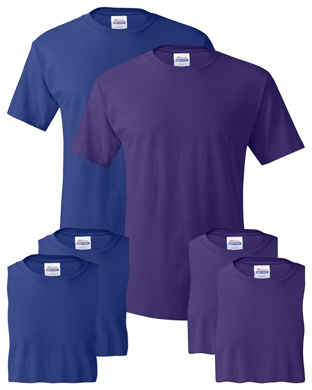 Hanes mens 5.2 oz. ComfortSoft Cotton T-Shirt(5280)-DEEP ROYAL/PURPLE-2XL-3PK