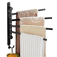 ELLO&ALLO Oil Rubbed Bronze Towel Bars for Bathroom Wall Mounted Swivel Towel Rack Holder with Hooks 4-Arm