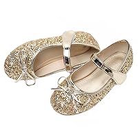 YIBLBOX Girl's Glitter Ballet Flats Mary Jane Sparkle Princess Toddler Little Kids Dress Shoes for Party Wedding School