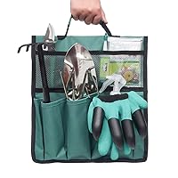 Garden Tools Bag - Portable Oxford Gardening Storage Organizer Tote Bag with Handle Pockets Waterproof Multifunction Gardening Hand Tool Storage Stool Pouch Bag(Green,13'12.2in)