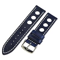 Clockwork Synergy, LLC 26mm Rally Racing 3 Hole Vintage Blue Leather Interchangeable Watch Band Strap