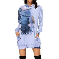 XJYIOEWT Wedding Guest Dress Plus Size Puff Sleeve,Women's Casual Printed Long Sleeved Hoodie Long Style Sweater Plus Si