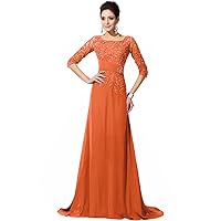 Vintage Chiffon and Applique Mother of The Bride Dresses Prom Formal Dress Half Sleeves