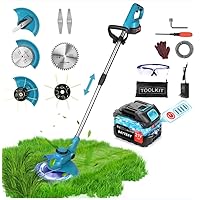 Brushless Electric Weed Eater Cordless Weed Wacker Battery Operated, 8-12 inch 21V Cordless String Trimmer with Battery and Charger, 3000mAh Grass Trimmer Cordless 3-in-1 Edger Lawn Tool Extra Spool