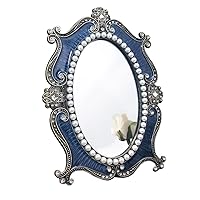Large Mirrors Set Table Makeup Mirrors Oversized Household Desktop Bedroom Noble Princess Retro Princess Mirrors (Color : D, Size : 7in)