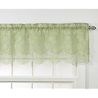 Stylemaster Renaissance Home Fashion Reese Embroidered Sheer Layered Scalloped Valance, 55-Inch by 17-Inch, Spring