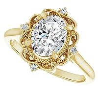 Moissanite 1.00 CT Oval Excellent Cut Moissanite Four Prong Secret Halo Solitaire With Accent Engagement Ring In Silver 925 For Women, Colorless-VVS1