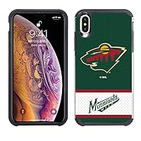 Apple iPhone Xs Max - NHL Licensed Minnesota Wild Green Jersey Textured Back Cover on Black TPU Skin