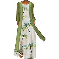 Women's Flowy Sleeveless Long Floor Maxi Swing Round Neck Trendy Dress Beach Casual Summer Foral Solid Color Hawai