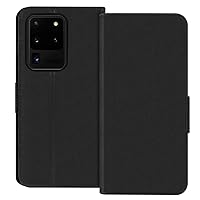 FYY Case for Samsung Galaxy S20 Ultra 5G 6.9”Luxury [Cowhide Genuine Leather][RFID Blocking] Wallet Handmade Flip Folio Case with [Kickstand Function] and[Card Slots] for Galaxy S20 Ultra 6.9” Black