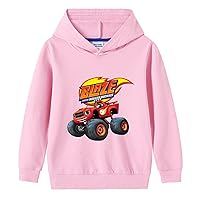 OYLIE Boys Girls Blaze and the Monster Machines Long Sleeve Sweatshirt,Cotton Pullover with Hood Casual Hoodie