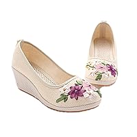 Women And Ladies' Embroidery Flower Wedge Shoes Sandals