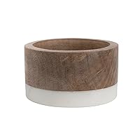 Creative Co-Op Mango Wood and Marble Bottle Holder, 5