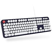 Wired Keyboard, 104 Keys Full-Sized Typewriter Keyboards, USB Plug and Play Office Keyboard with Number Pad, Caps Indicators, Foldable Stands for Windows, PC, Laptop, Desktop (Black)