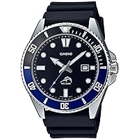 Casio MDV-106 Series Diver Watch, Men's, Overseas Model, Black x Blue Bezel MDV-106B-1A1V, Waterproof