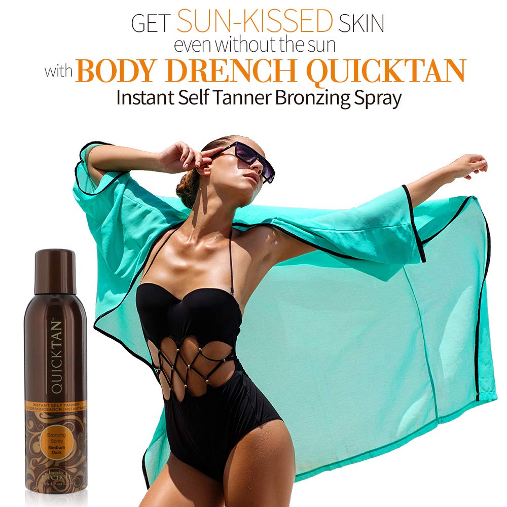 Body Drench Quick Tan Instant Self-Tanner, Bronzing Spray, Medium Dark, 6 oz, (1-Pack)