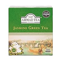 Ahmad Tea Jasmine Green Tea, Tagged Teabags without envelopes, 100 Count