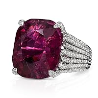 Red Gemstone Ring for Women,Platinum Plated Crystal Ring Jewelry Gift for Her