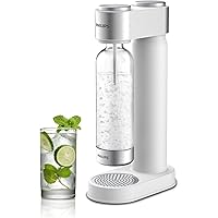 Stainless Sparkling Water Maker Soda Maker Machine for Home Carbonating with BPA free PET 1L Carbonating Bottle, Compatible with Any Screw-in 60L CO2 Exchange Carbonator(NOT Included), White