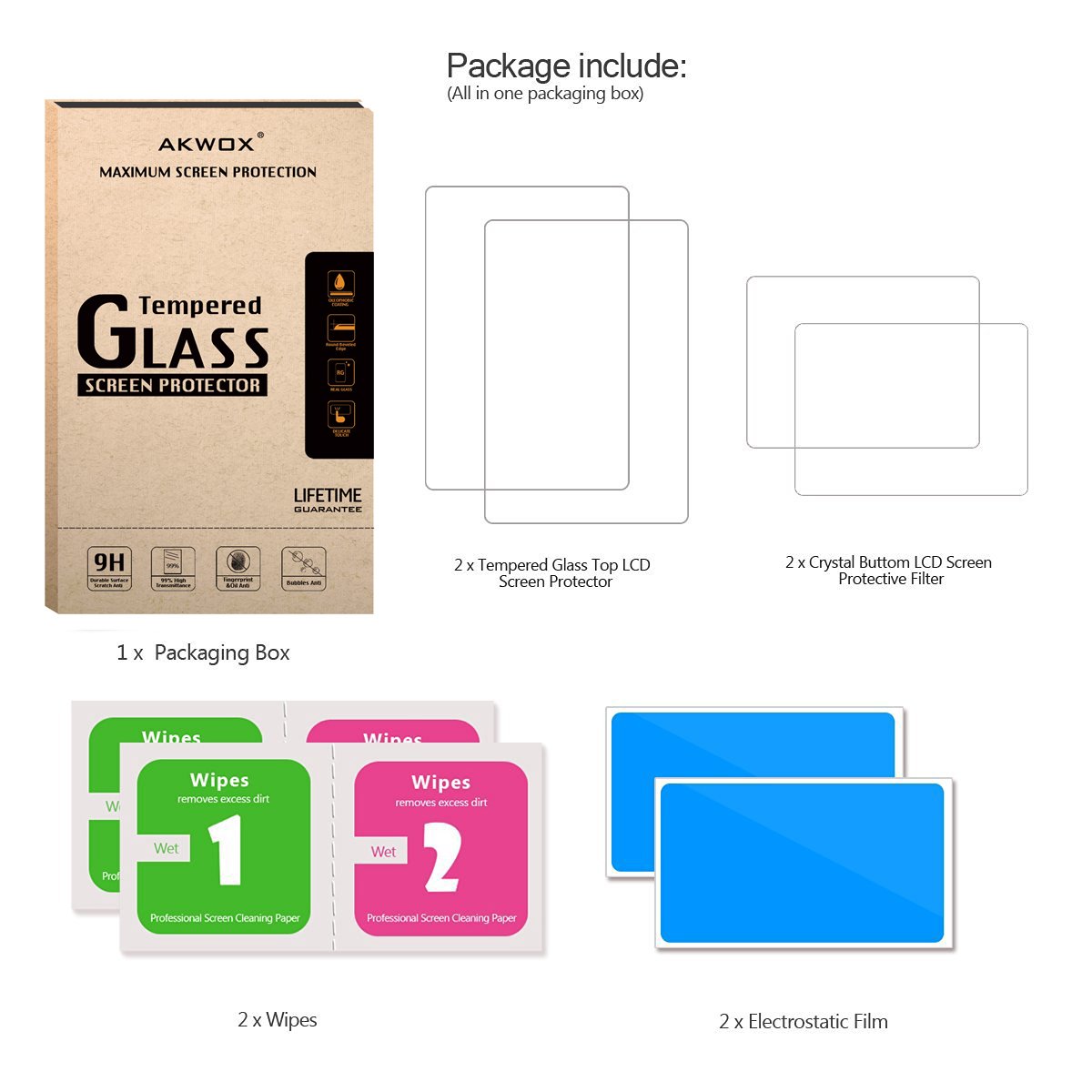 (2 in 1) Tempered Glass Top LCD Screen Protector + HD Clear Crystal PET Buttom LCD Screen Protective Filter for 3DS XL/New 3DS XL